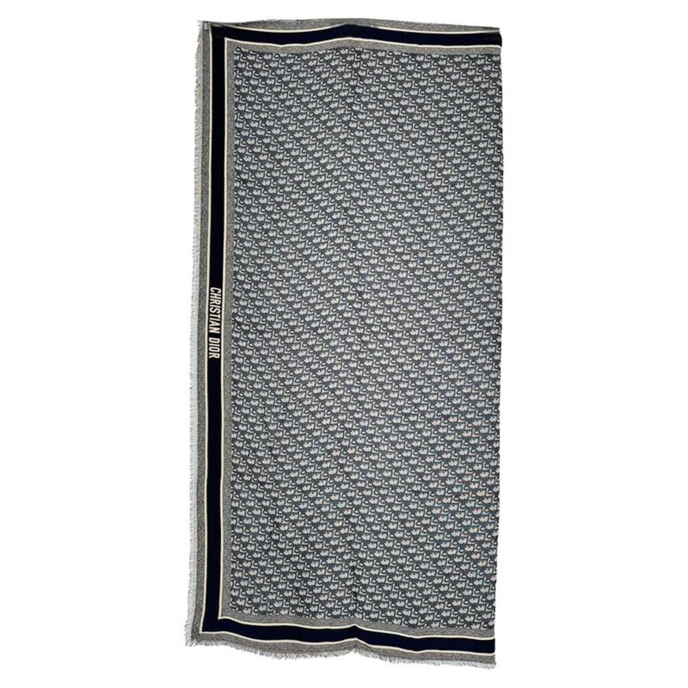 Dior Oblique Scarf in Grey Silk